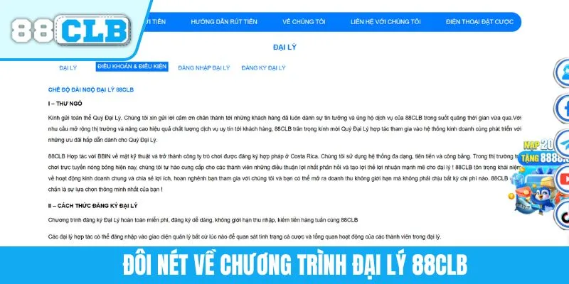 Đôi nét về chương trình đại lý 88CLB