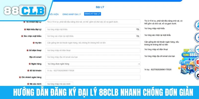 Hướng dẫn đăng ký đại lý 88CLB nhanh chóng đơn giản